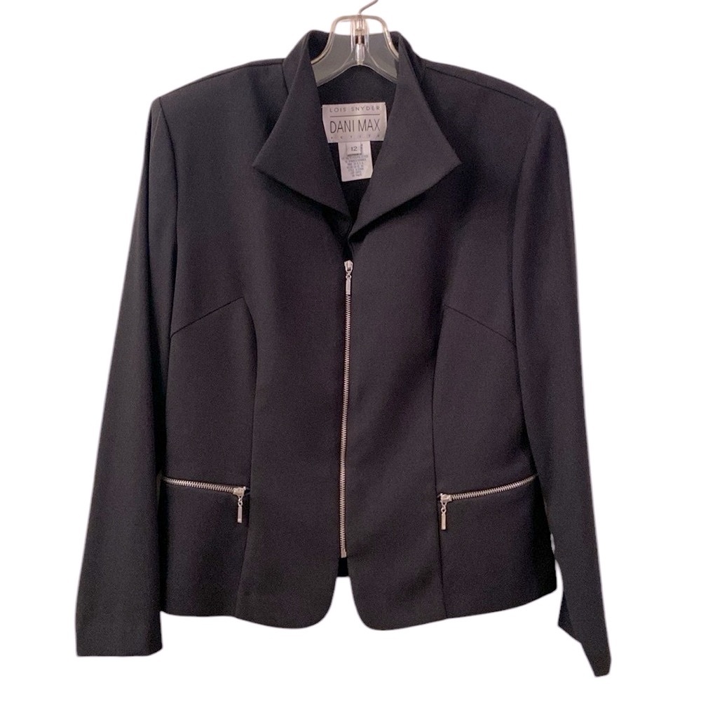 Vintage Dani Max Petite Lois Snyder Suit Jacket Zip Up Pockets WM SZ 12P Classic